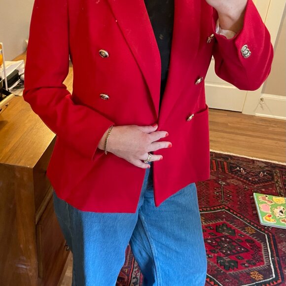 Zara Red Blazer, fully-lined with gold buttons - Picture 3 of 4